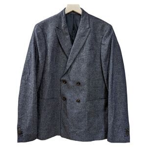 NEW Scotch & Soda Mens Blue Wool Blend Double Breasted Sport Blazer Coat L/50